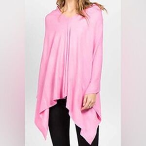 Pink Soft and Cozy Poncho Cashmere-like